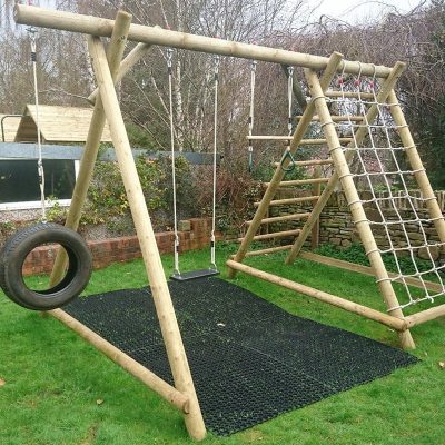 rubber mats used beneath a swing set